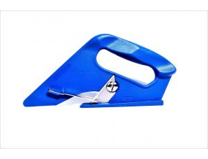 Knife with a guide for roofing membranes and PVC foil